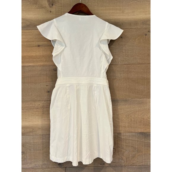 A.L.C. SIDELLE LINEN BLEND WRAP GESSO WHITE DRESS size 8 - Picture 6 of 8